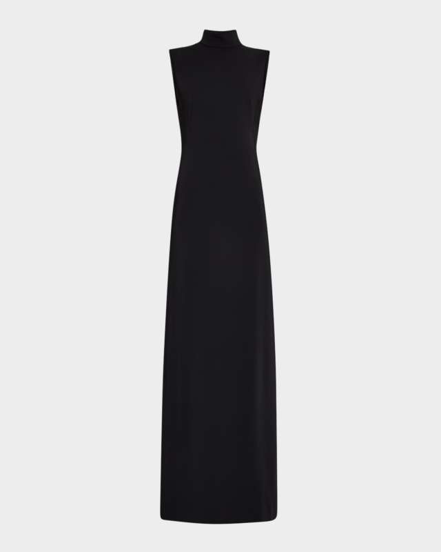 Mock-Neck Sleeveless Stretch Viscose Cady Gown
